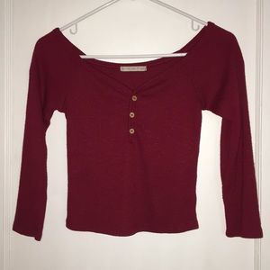 Wine Red Off The Shoulder Top